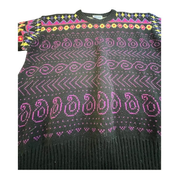 Vintage Meister Sweater Womens Medium Black Wool Blend Embroidered Deadstock 90s - Picture 5 of 9